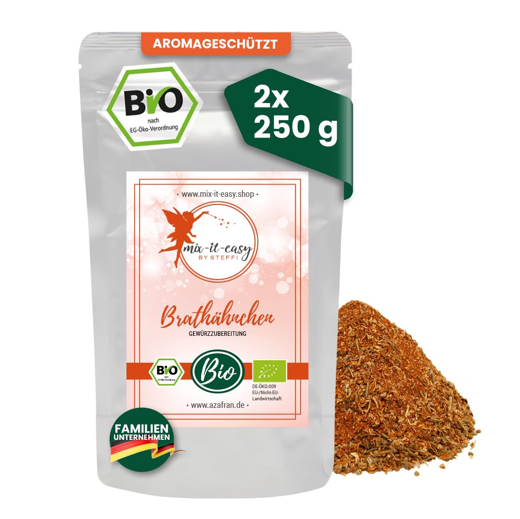 Azafran BIO Brathähnchen/Gewürzzubereitung/Hähnchen Gewürz by Mix it Easy 500g 500 g (1er Pack), 500