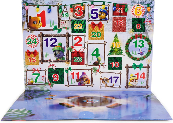 PAW Patrol Adventskalender - 24 Spielzeug-Überraschungen für eine fantasievolle Winterwelt, 7 Welpen