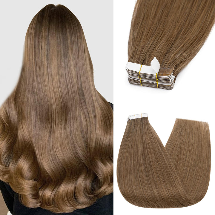 Silk-co Tape Extensions Echthaar 10stk, Remy Tape in Extensions Haarverlängerung, Skin Weft Echthaar