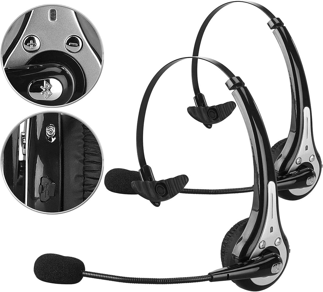 Callstel Headset mit Schwanenhals: 2er Pack Profi-Mono-Headset mit Bluetooth, Geräuschunterdrückung