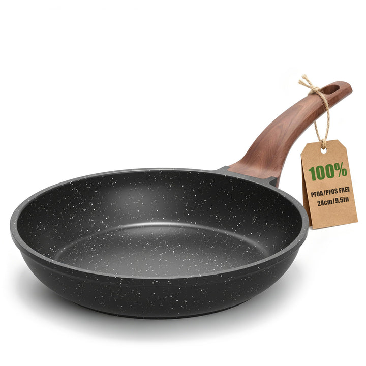 YASHE Bratpfanne 24 cm, Induktion, ungiftig, PTFE- und PFAS-frei | Granitoberfläche für gesundes Koc