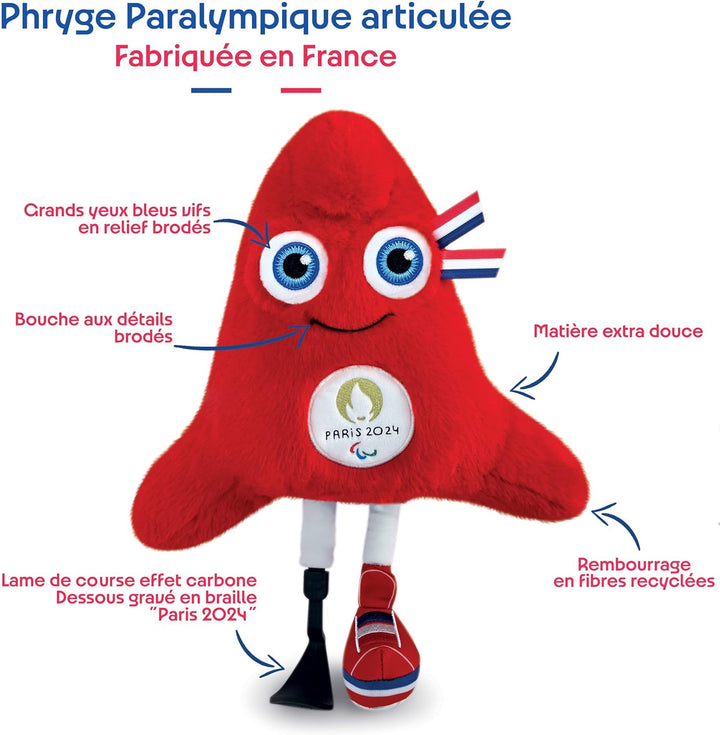 Doudou et Compagnie JO2505 Phryge, Bonnet phrygien Maskottchen Made in France der Paralympischen Spi