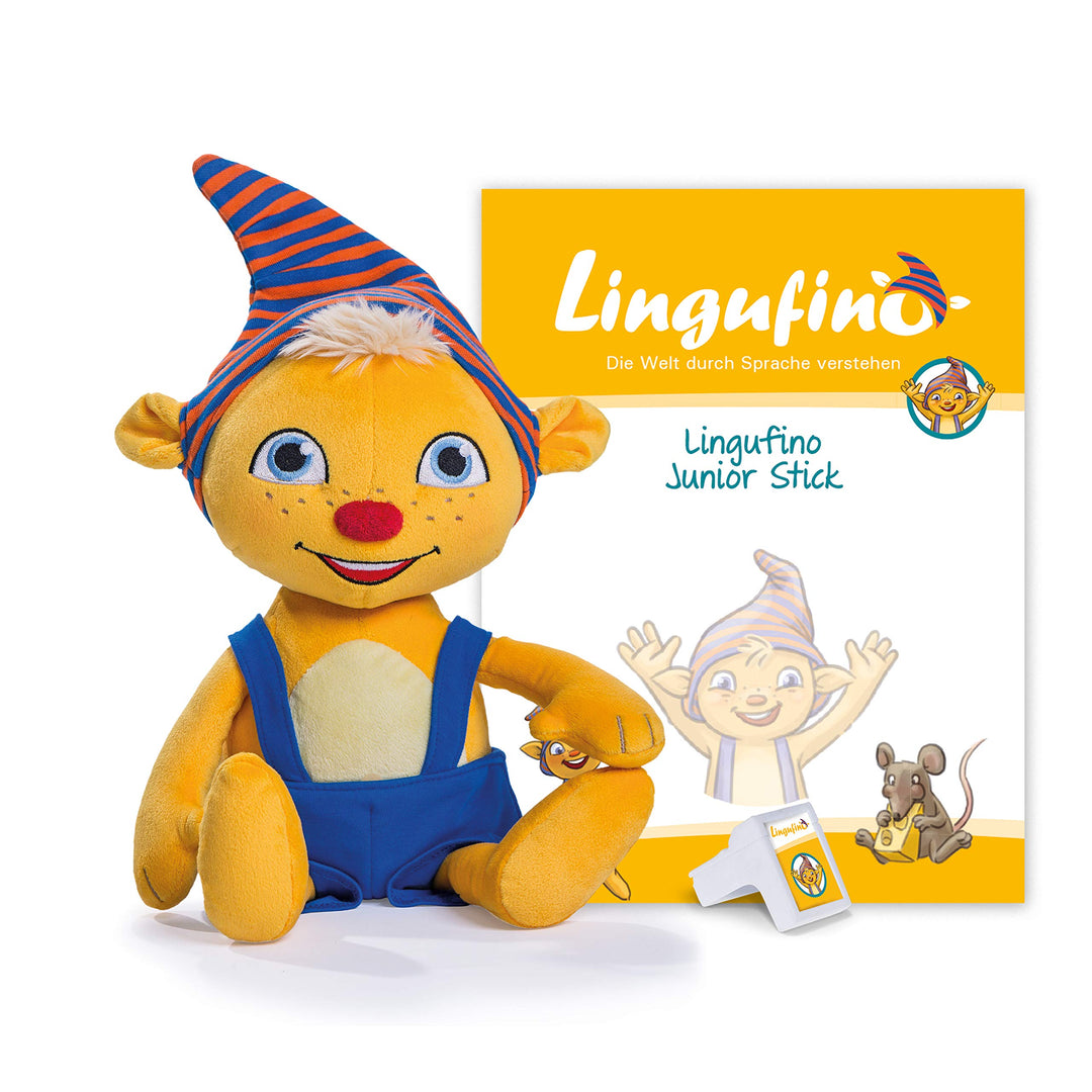 DIALOG TOYS Lingufino Junior Starter Set mit Plüschfigur, Lernspielzeug mit Spracherkennung ohne Int