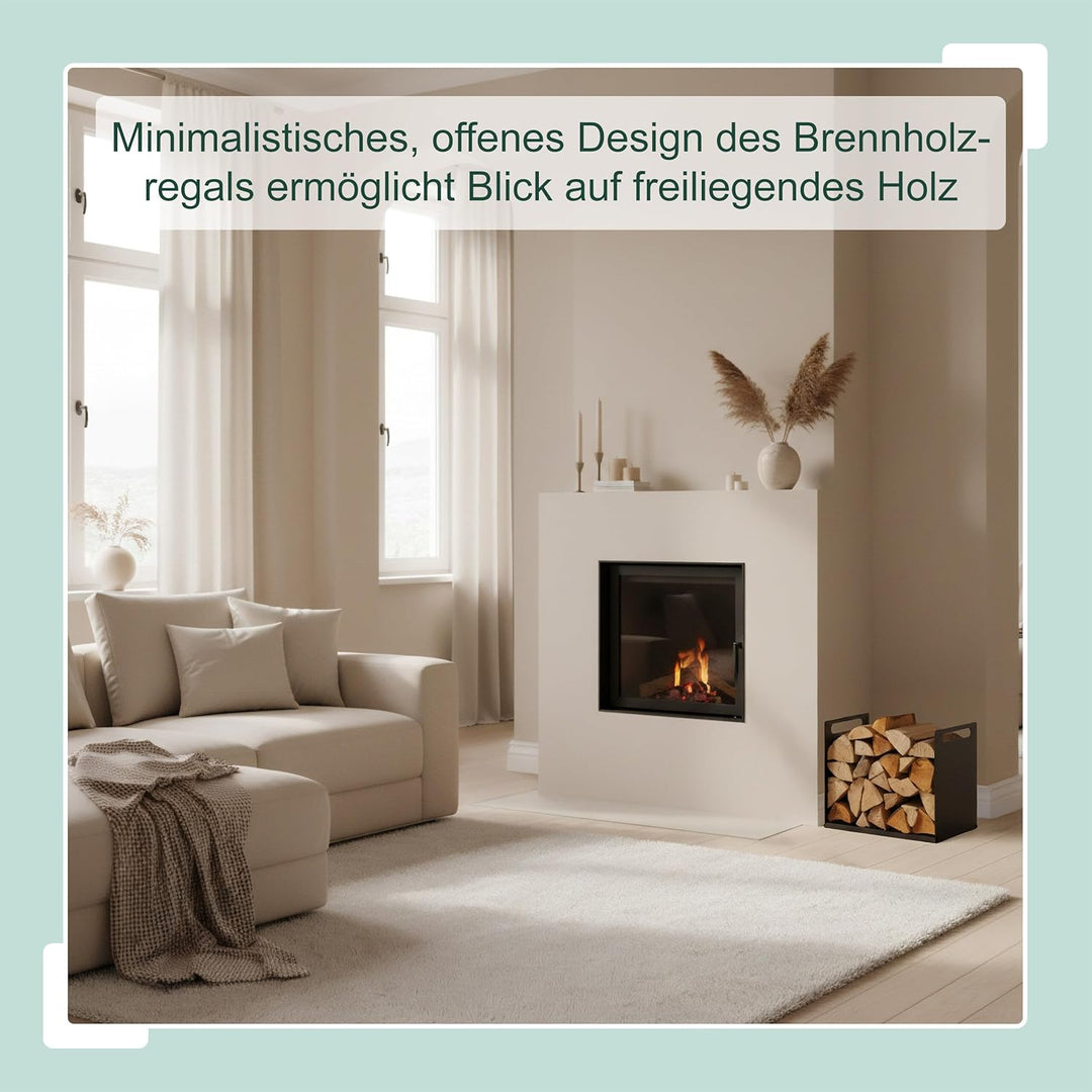 Relaxdays Kaminholzregal, Metall, modern, HBT: 35x40x30 cm, Brennholzregal Feuerholz, Stapelholz & B