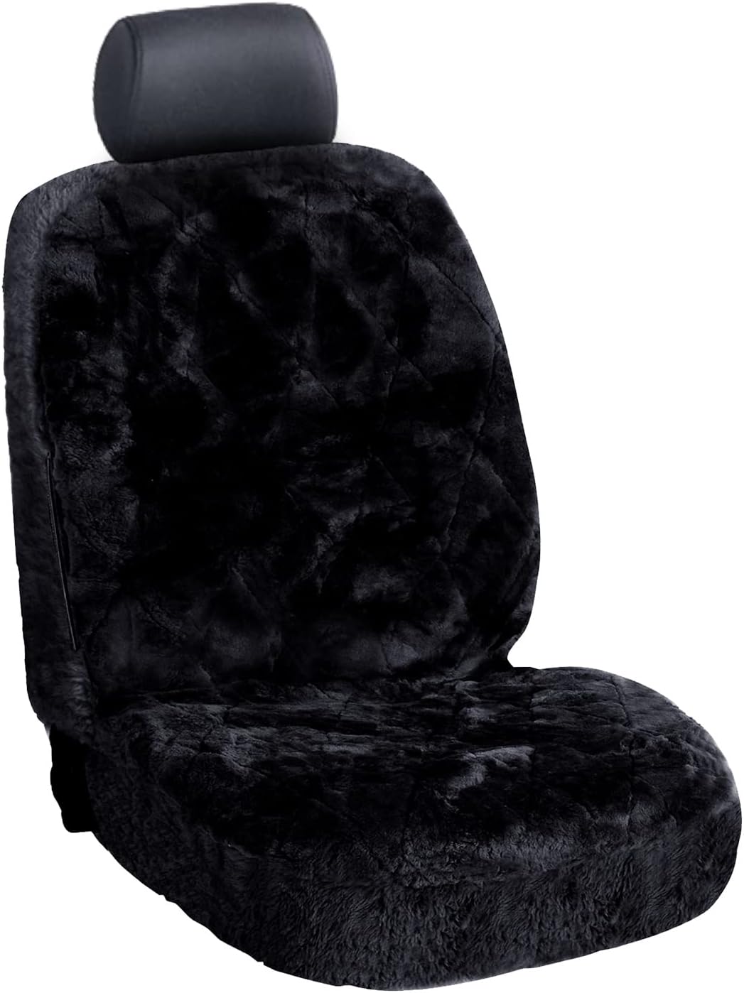 eSituro universal ökologisch Lammfellbezug Sitzbezug Sitzbezüge für Auto aus echtem Lammfell schwarz