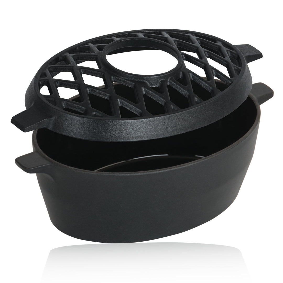BBQ-Toro Gusseisen Luftbefeuchter emailliert | Schwarz, 2,7 Liter | Gusseisen-Luftbefeuchter, Wasser