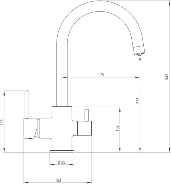 DEANTE 3-Wege Wasserhahn PIEGATO, Designer Küchenarmatur für Wasserfilter - Trinkwasserhahn - Chrom,