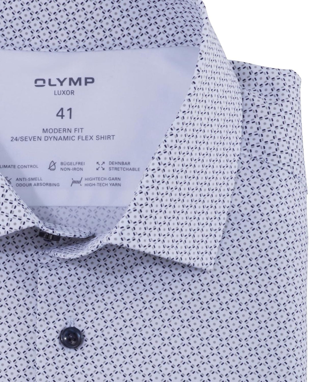 OLYMP Herren Businesshemd Langarm Luxor 24/Seven,modern fit,Global Kent 43 Taupe 23, 43 Taupe 23