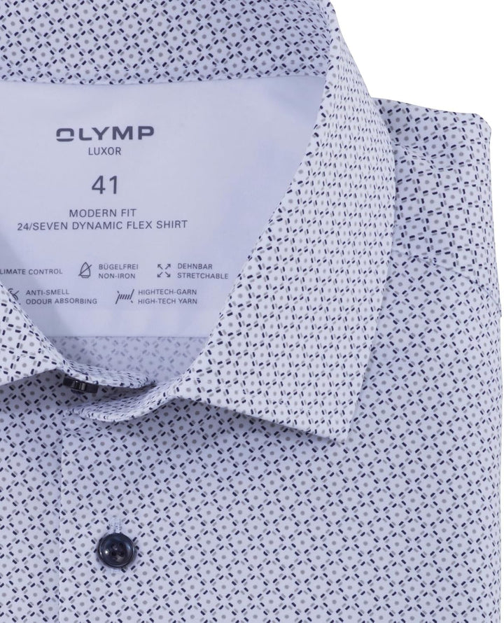 OLYMP Herren Businesshemd Langarm Luxor 24/Seven,modern fit,Global Kent 43 Taupe 23, 43 Taupe 23