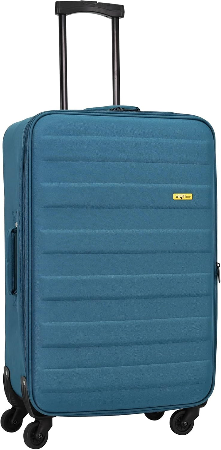 SIGN Stoffkoffer Reisekoffer Trolley (Handgepäck-Mittel-Gross-Set) + 5cm Dehnungsfuge (Pastellblau,