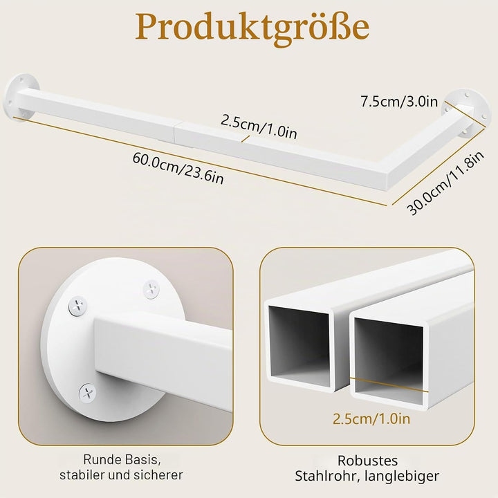 Yawinhe Industrierohr Kleiderstangen für die Wand, Garderobenstange L-Form, Abnehmbare Kleiderstände