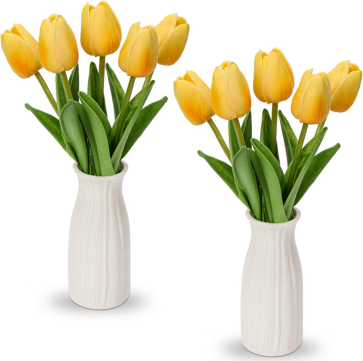 Kunstblumen Künstliche Tulpen Blumen Wie Echt Real Touch Tulpen, Höhe 30 cm, mit Vase aus Keramik, D
