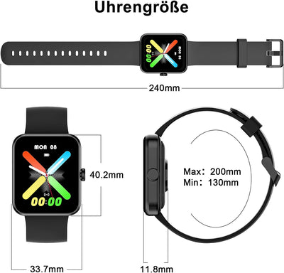 Blackview Smartwatch Herren Damen Fitnessuhr, 1,52'' Smart Watch, Armbanduhr mit Pulsmesser Schlafmo