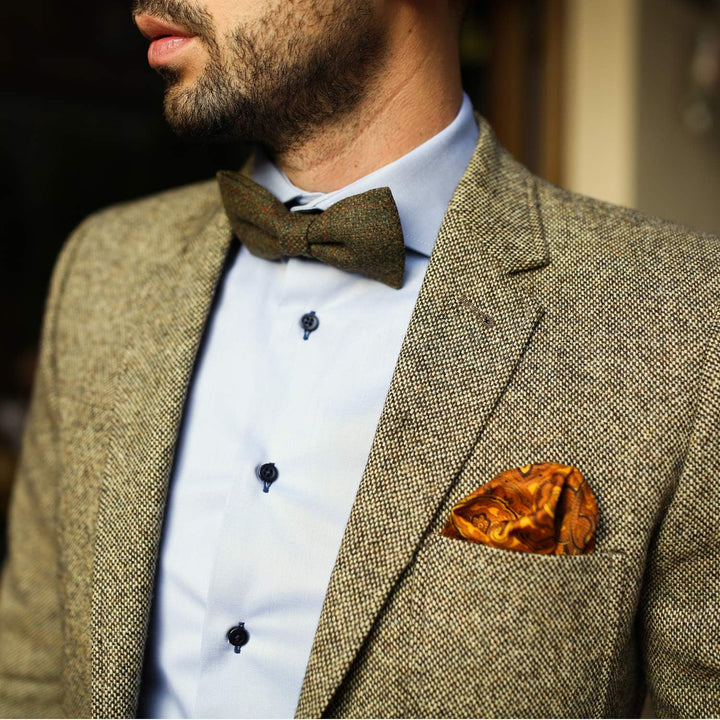DonDon Herren Fliege 12 x 6 cm kariert gebunden und stufenlos justierbar aus Baumwolle im Tweed Styl