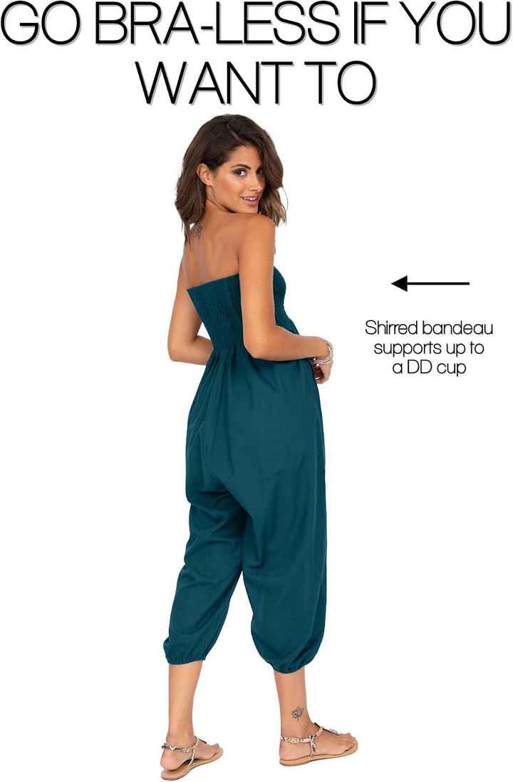 likemary extraweite Haremshose Damen, Einteiler aus Baumwolle - 2-in-1 Jumpsuit – Pumphose, optional
