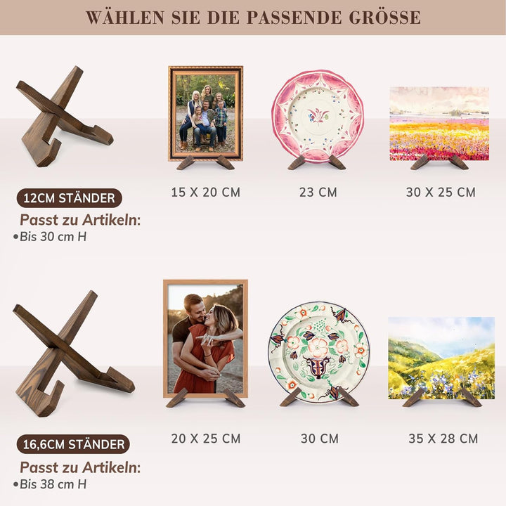 ANBOXIT Tellerständer zur Aufsteller - 16,6 CM 3 Stück Tellerhalter, Hölzern Teller Ständer, Bilderr
