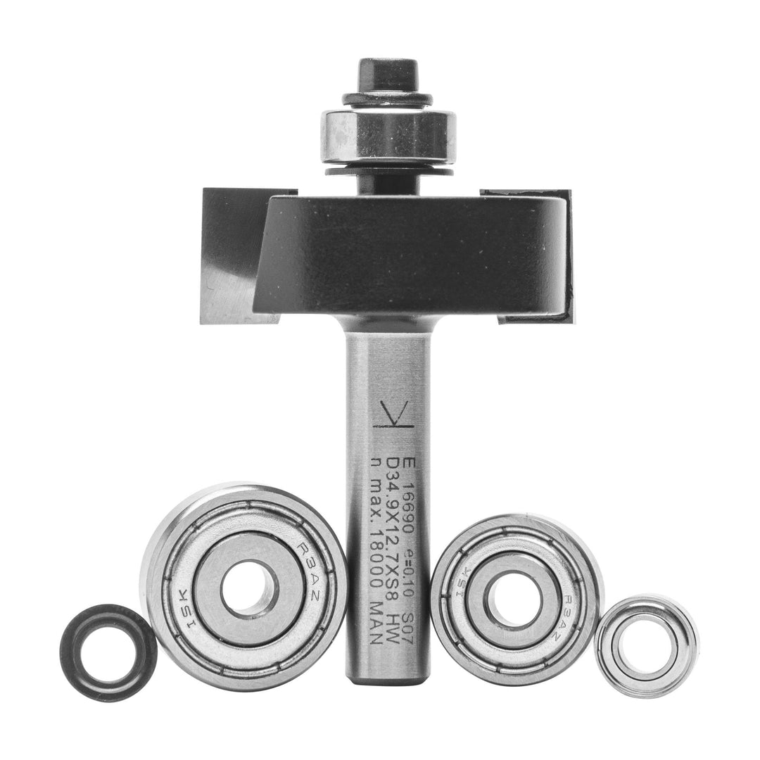ENT 16690 Falzfräser Set HW, Schaft (S) 8 mm, Durchmesser (D) 34,9 mm, NL 12,7 mm, SL 32 mm, mit Kug