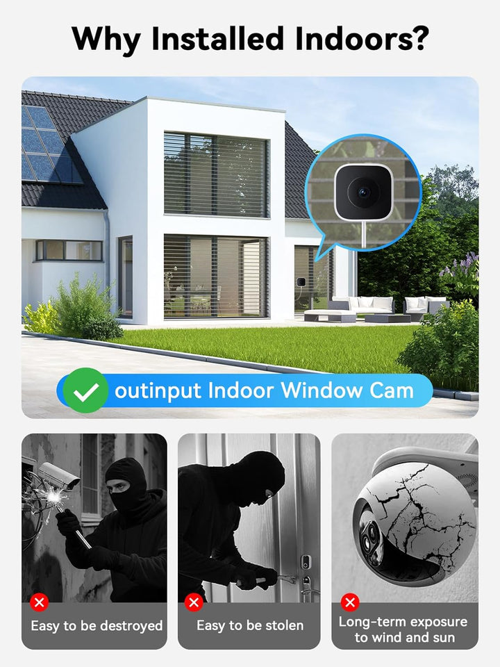 Outinput 3MP 2K Fensterkamera Innen, 2,4G&amp;5GHz Überwachungskamera Innen mit 18° Verstellbarer Halter