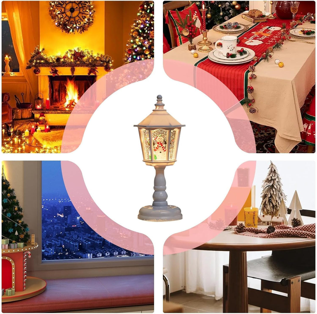 Weihnachtslaterne Schneekugel | Deko Schneekugel Licht | Glitzer Weihnachtslaterne Deko Für Tisch Wo