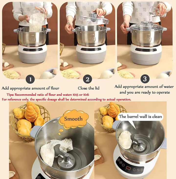 Teigmaschine mit Fermentfunktion, professioneller Edelstahl-Maker mit Timing, geteiltes Design, Teig