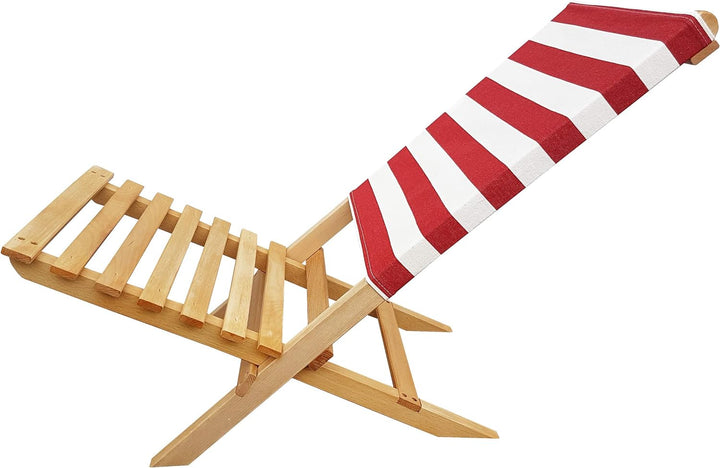 Erst-Holz Klappstuhl Strandstuhl Anglerstuhl Gartenstuhl Stuhl zum Zusammenstecken rot-weissem Bezug