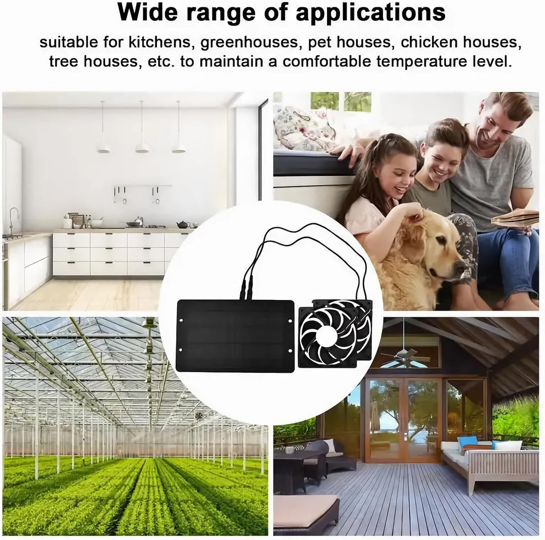 Mumusuki Solar Panel Fan Kit, 12V 10W 2A Silikon Kunststoff, Solarbetriebener Dualer Lüfter, Wetterf
