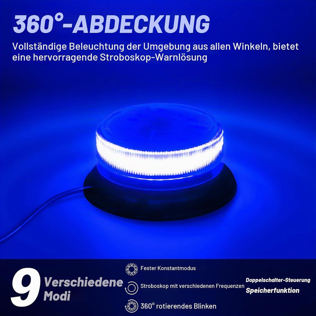 AnTom blaulicht rundumleuchte led 9 Blitzmuster 12V 24V Warnleuchte led magnet mit 3 Meters-Kabel fü