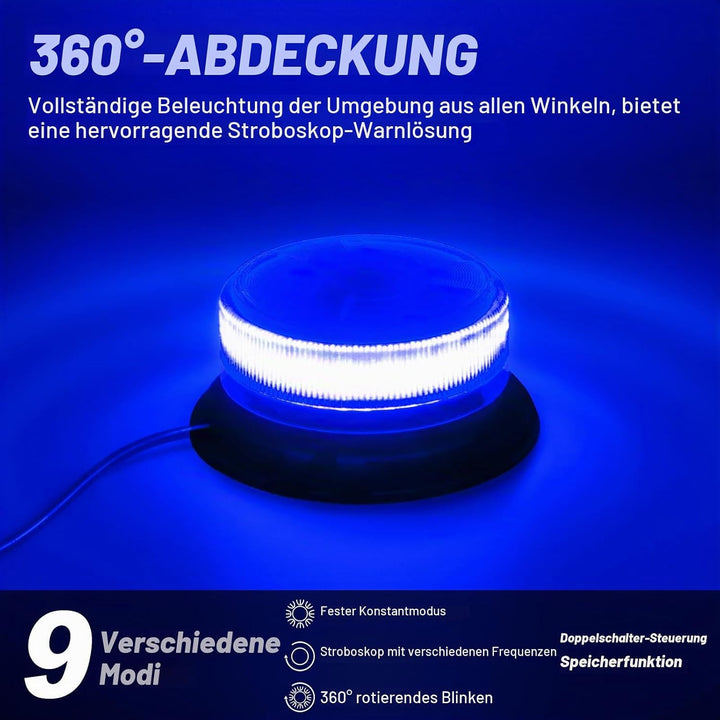 AnTom blaulicht rundumleuchte led 9 Blitzmuster 12V 24V Warnleuchte led magnet mit 3 Meters-Kabel fü
