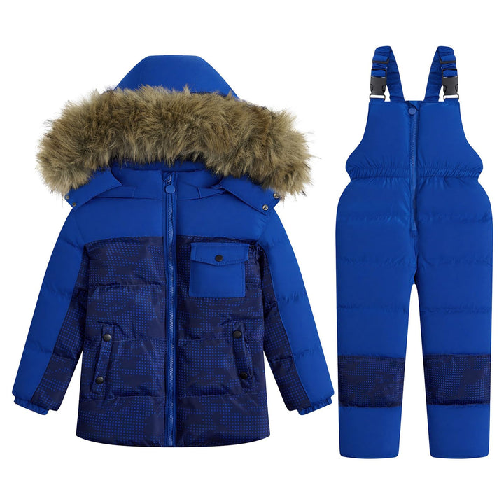 Baby Mädchen Jungen Daunenjacke Schneeanzug mit Künstliches Fell Kaputze Bekleidungsset Kleinkind Ve