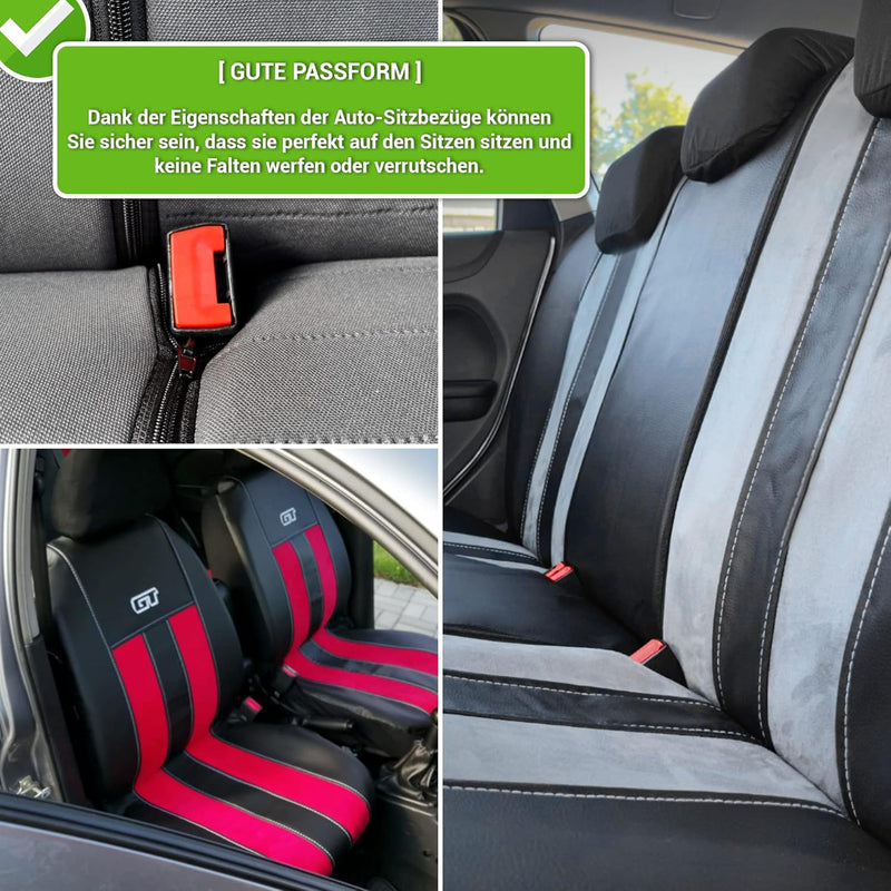 moto-MOLTICO Autositzbezüge 2+3 - Universal Auto Sitzauflagen Set - Dreilagig Auto Sitzbezüge mit Re