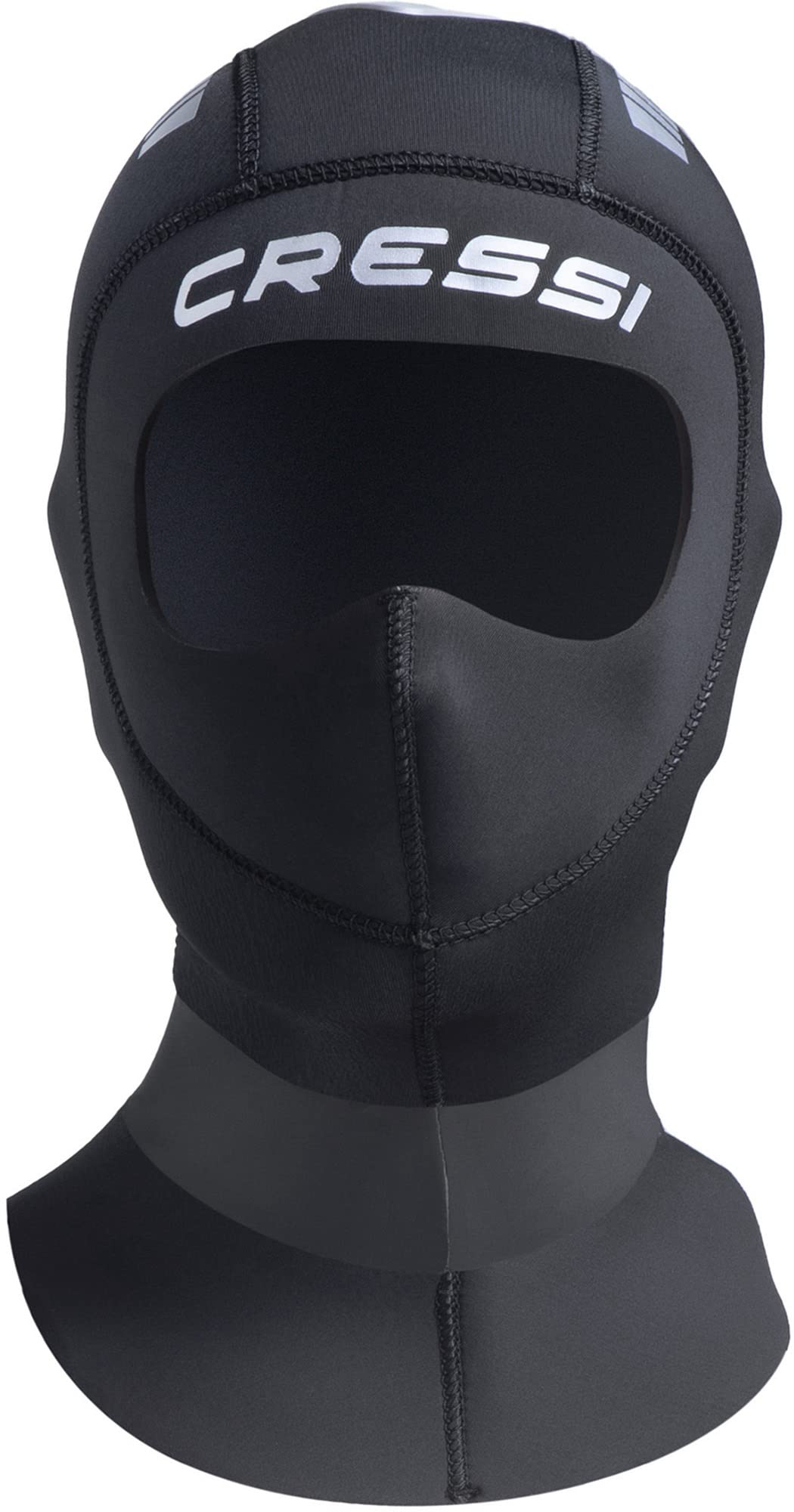 Cressi Orust Hood 5mm - Unisex-Tauchhaube für Erwachsene, Schwarz/Silber S/2, S/2