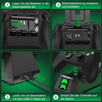 Wiederaufladbar Akku für Xbox Controller mit Ladestation, Akku Pack für Xbox Serie X/S/Xbox One/One