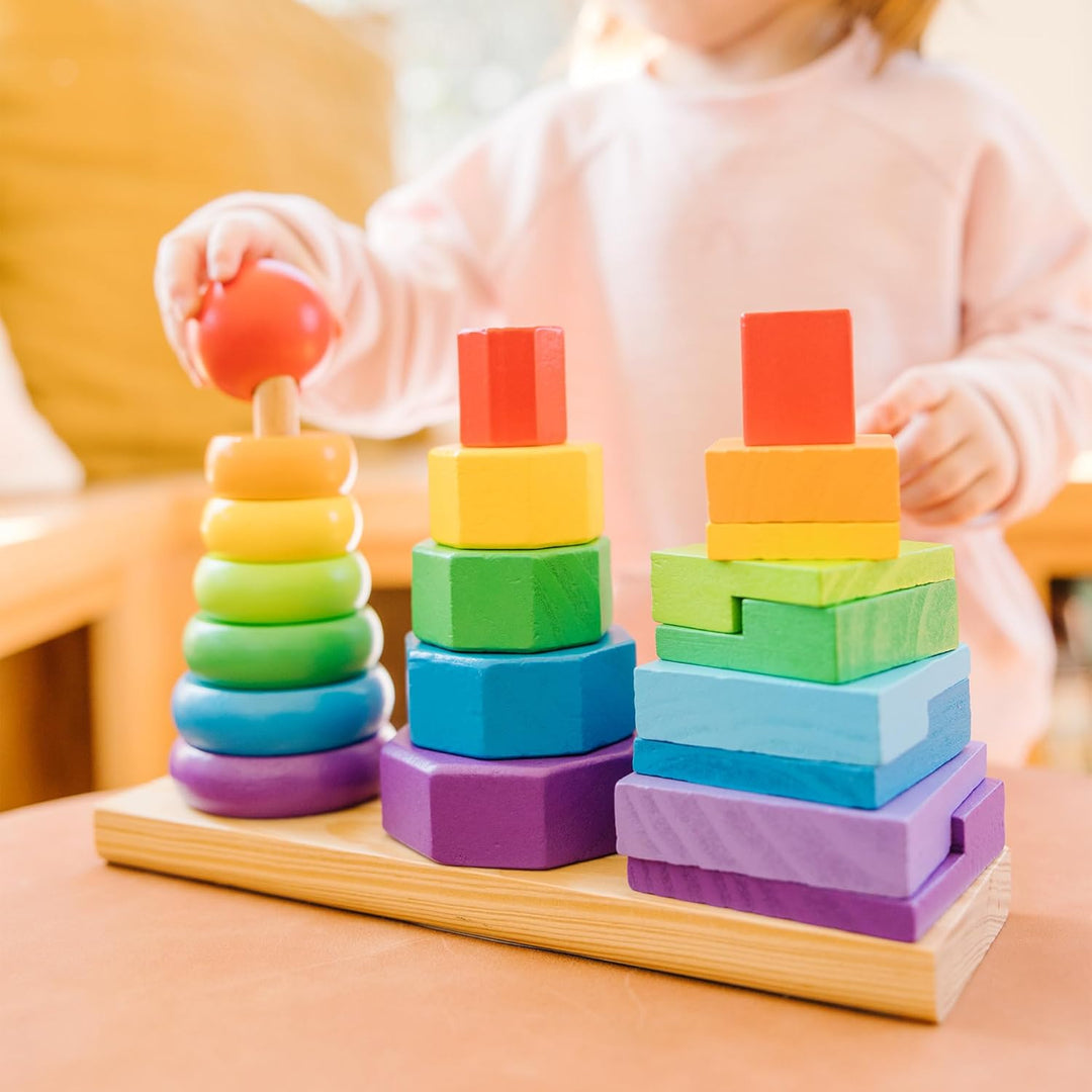 Melissa & Doug Geometrischer Stapler | Lernspielzeug | Holzspielzeug mit Formen | 2+ | Geschenk für