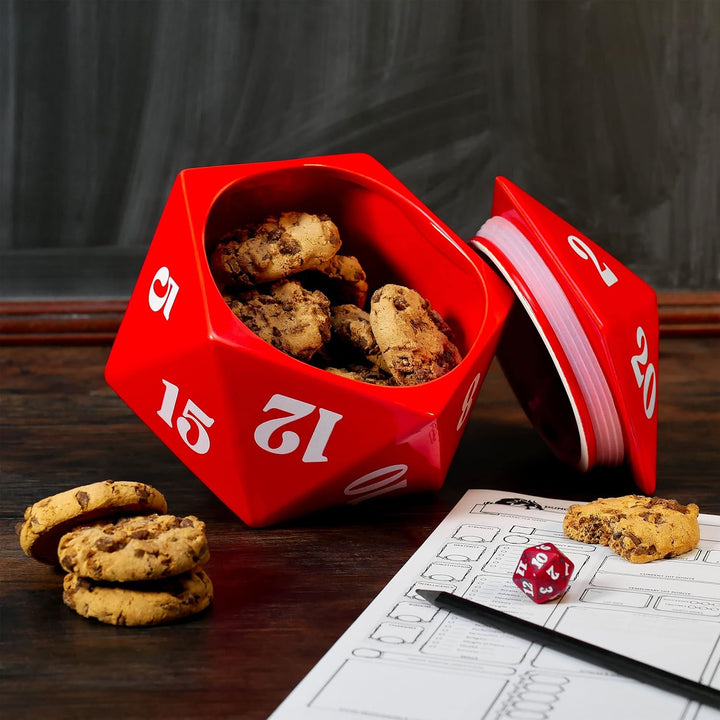 Elbenwald D20 Würfel Keksdose für Pen & Paper Fans Keramik rot