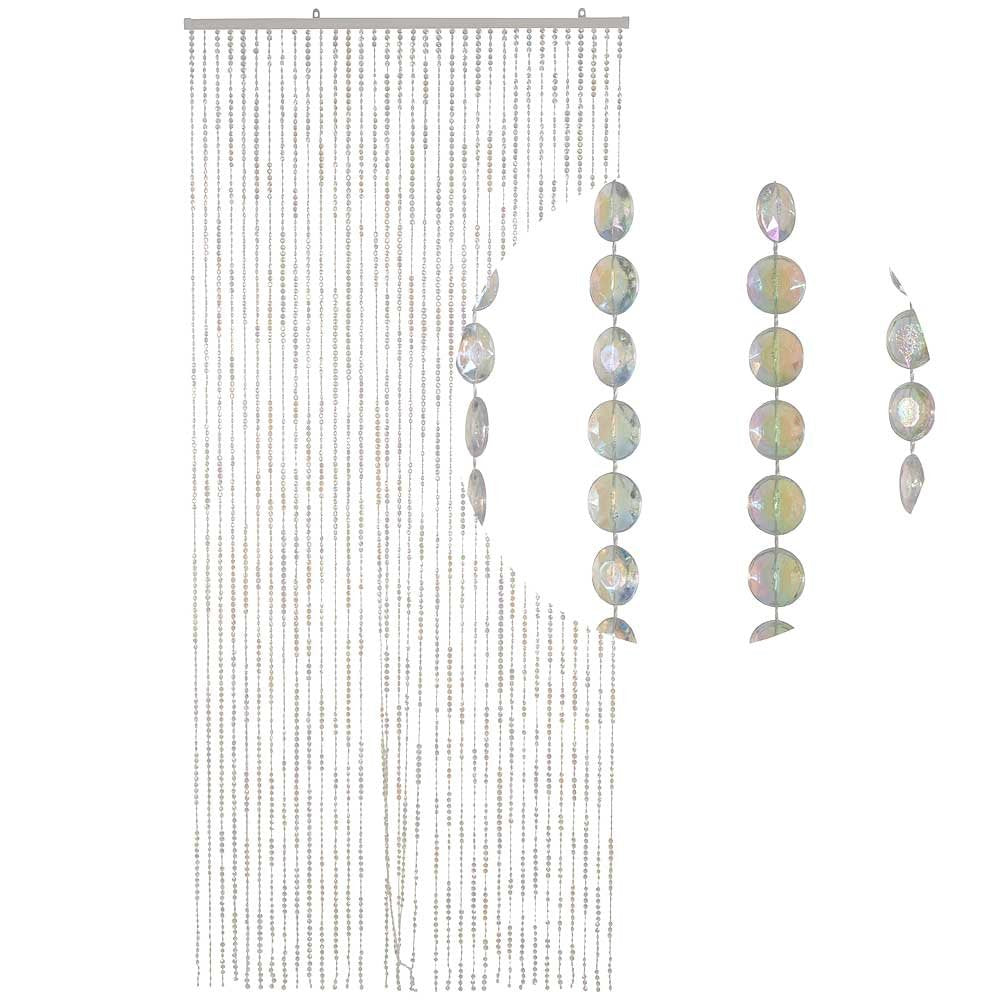 HAB & GUT -DV0315- Türvorhang DIAMANTEN, Klar-Perlmutt, 90 x 200 cm, Perlenvorhang Klar - Perlmutt,