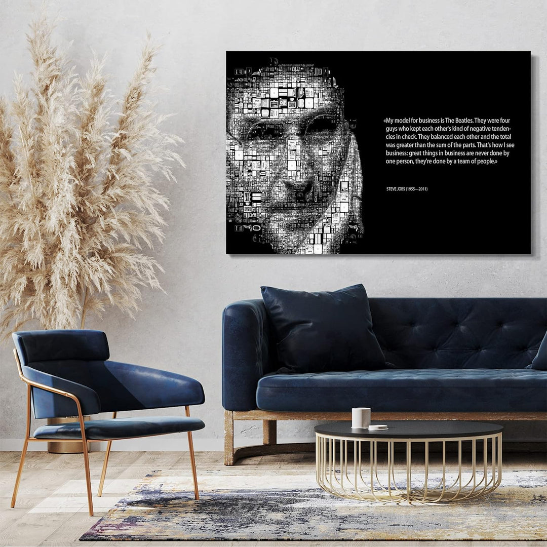 Printed Paintings Leinwand (80x60cm): Steve Jobs Spruch motivierend, Team-Work Zusammenarbeit ERF 80