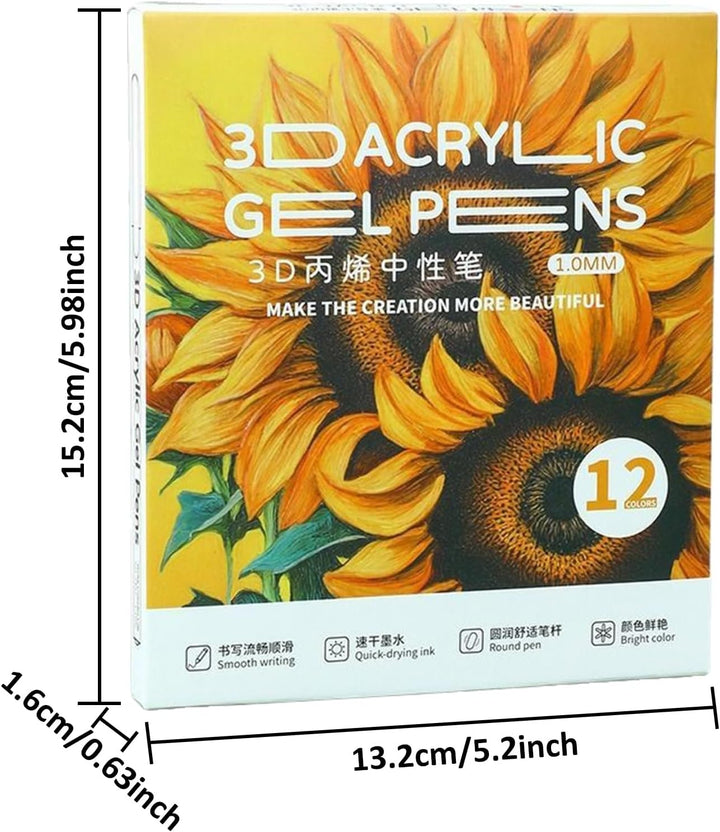 3D Acryl Gel Pen, Acryl Farbmarker Set Für Steine, Wasserbasierte Zeichenstifte Für Holz Stein Leinw