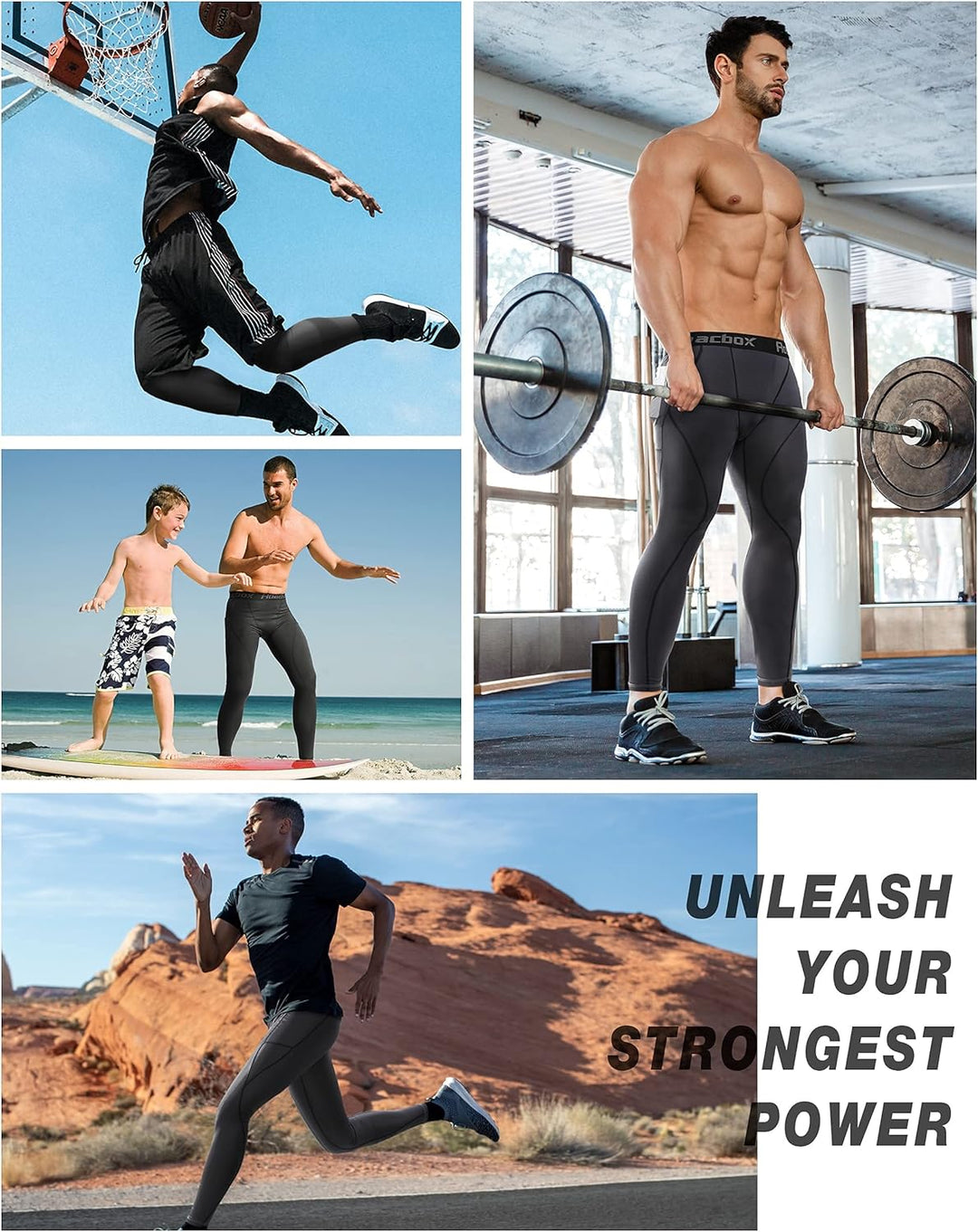 Roadbox Kompressionshose Herren Laufhose Lang für Sport, Training, Fitness, Radfahren, Yoga, Wandern