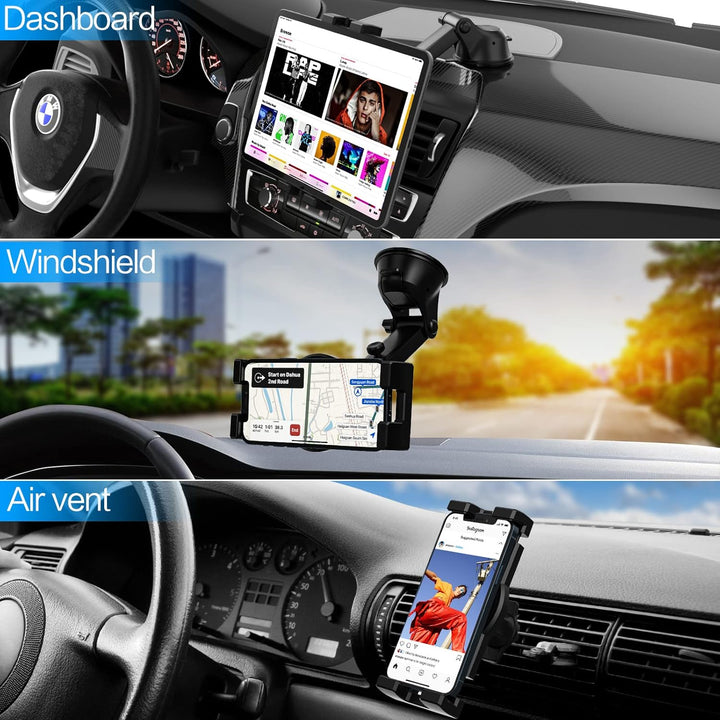woleyi Universeller Auto Tablet Halter, 3-in-1 Tablet & Handy Autohalterung Armaturenbrett Windschut
