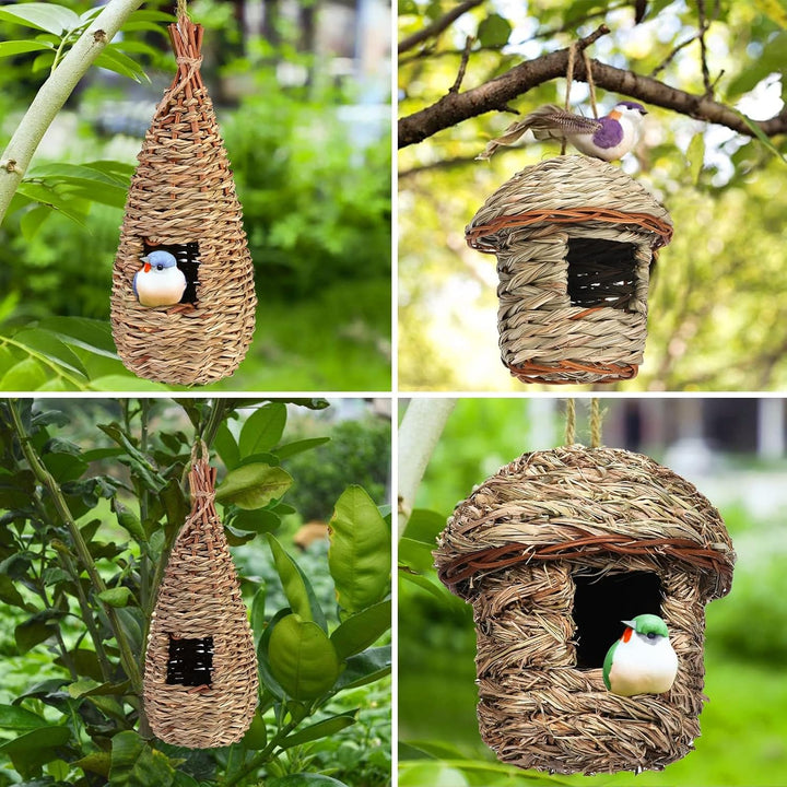 3 Pcs Vogelhäus Aufhängen, Gras Bird Nest Hängendes Vögel Haus, Wildvogelnest Den Aussenbereich Gras