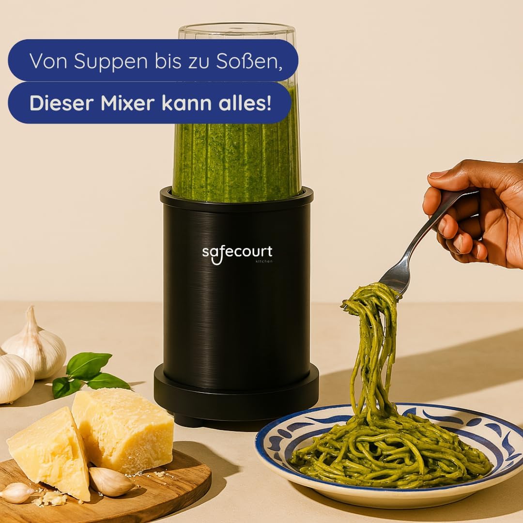 Safecourt Standmixer – Kraftvoller Smoothie Maker, Mixer & Blender To-Go [1000W] – für Smoothies, Sh