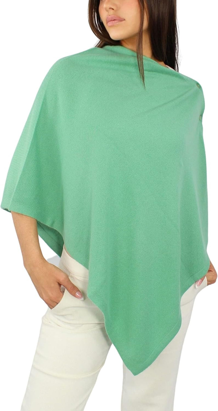 Win's Damen Poncho aus Kaschmirgemisch - Made in Italy Einheitsgrösse Apfelgrün, Einheitsgrösse Apfe