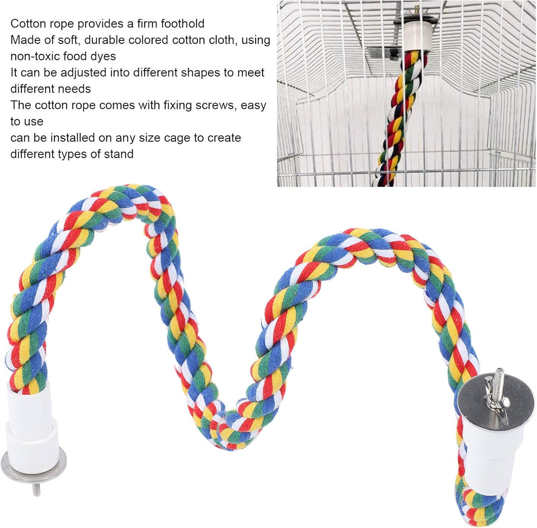 2 Stück Bird Chew Rope Bunt gefärbte Vogel Barsch Stand Baumwolle Vogel Leiter Spielzeug für Papagei