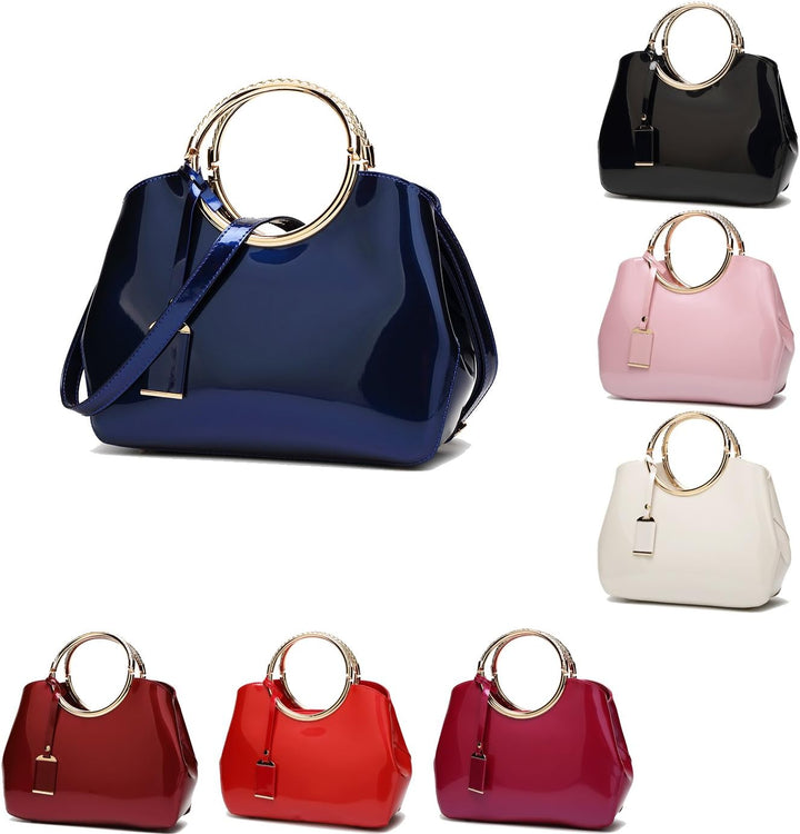 Coolives Damen Handtasche Tasche Henkeltasche aus PU-Lackleder Hochzeitstasche Schultertasche Umhäng