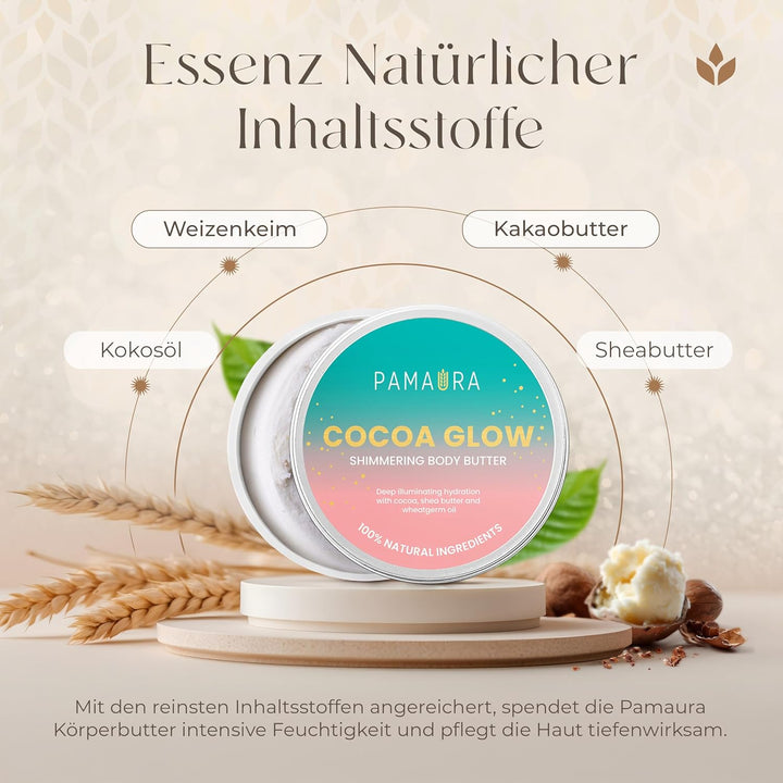 Cocoa Glow 100% natürliches Körperöl mit Schimmer – Tiefenpflege & strahlende Haut, angereichert mit
