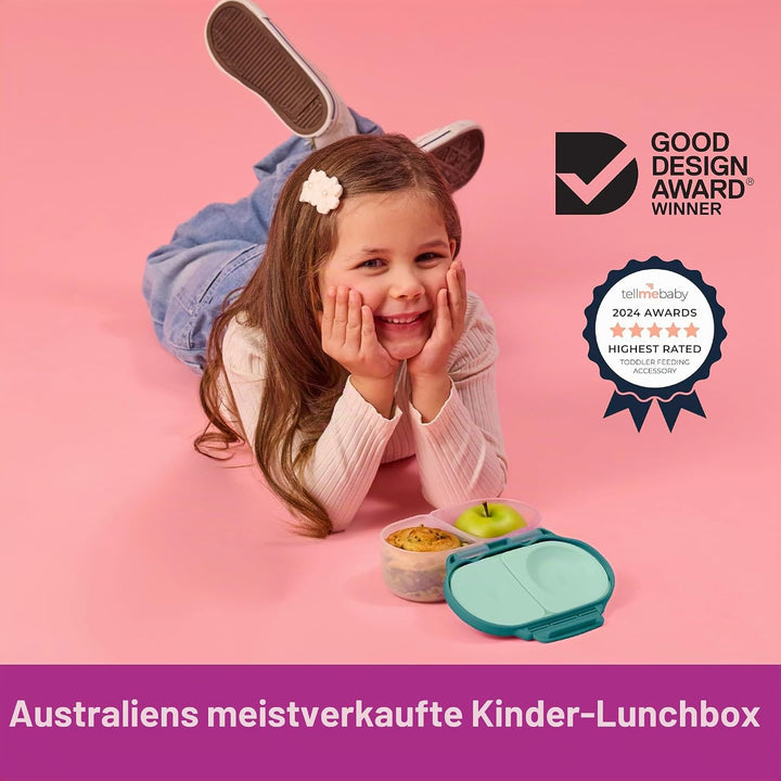 b.box 2er-Pack Bento-Snackbox | Auslaufsicherer Lebensmittelbehälter mit zwei Fächern und Deckel | I