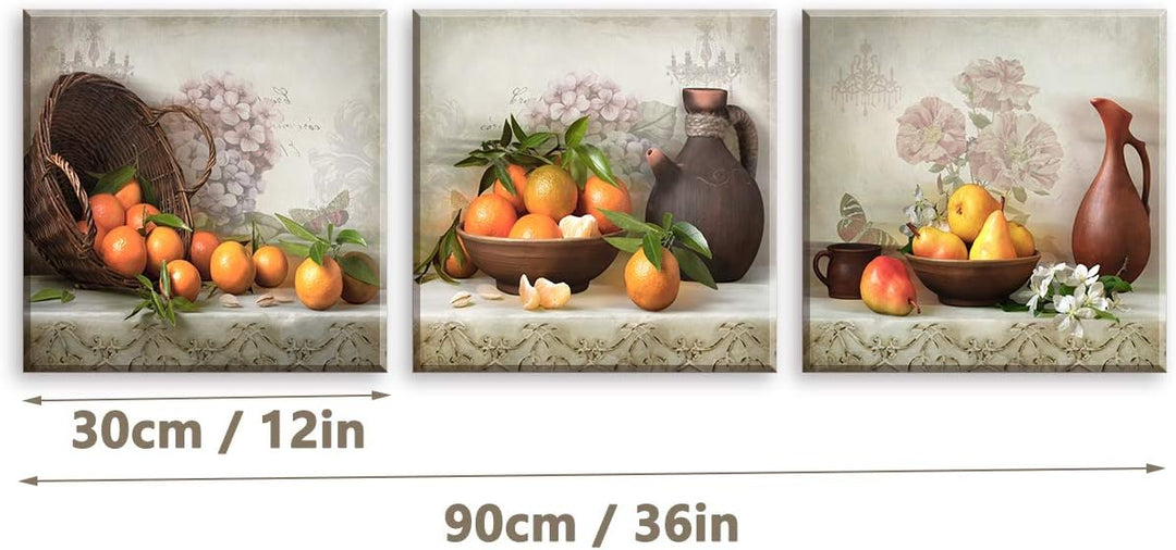 Piy Painting Wandbilder 3 Panel Fruchtbild Orange Bilder und Kunstdrucke auf Leinwand wasserdichte L