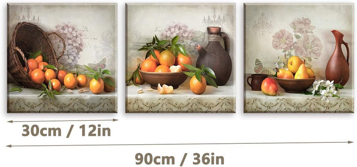 Piy Painting Wandbilder 3 Panel Fruchtbild Orange Bilder und Kunstdrucke auf Leinwand wasserdichte L