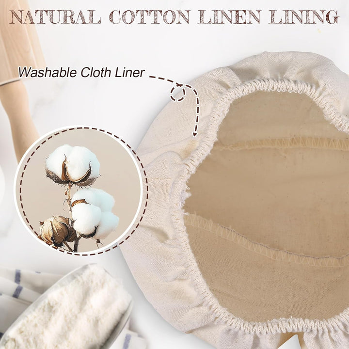 NZQXJXZ Gärkörbchen, Gärkorb Oval 25cm, 100% Natürlichem Rattan, Brotkorb Mit Waschbarem Leineneinsa