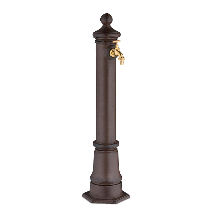 Relaxdays Standbrunnen antik, mit Wasserhahn, HBT: 80x18x20,5 cm, Wasserzapfsäule Garten, Terrasse,